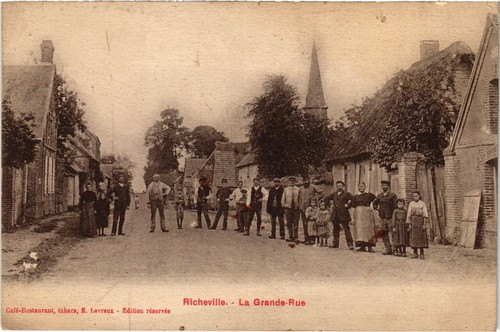 Cpa richeville grande rue - richeville,