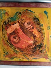 SCUOLA ITALIANA XX OPERA QUADRO TECNICA MISTA CRISTO ANNI 90 FIRMA FIRMATO 58X58