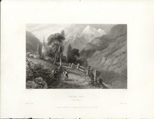 SAINT FOI , VAL ISERE , di Brockedon , incisione su acciaio ,1836