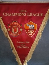 Raro Gagliardetto AS ROMA Manchester UEFA 2007 40x 50cm - Rare Football Pennant 