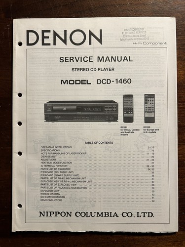 Denon model dcd - model, dcd-1460