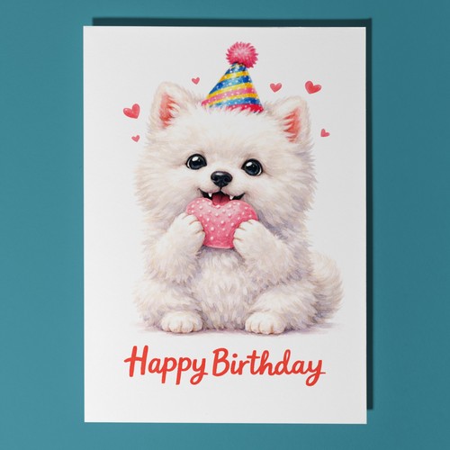 Biglietto compleanno samoiedo - biglietto,