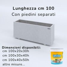 FIORIERE IN CEMENTO LISCE RETTANGOLARI PIEDINI SEPARATI IMPERMEABILIZZATE CM100