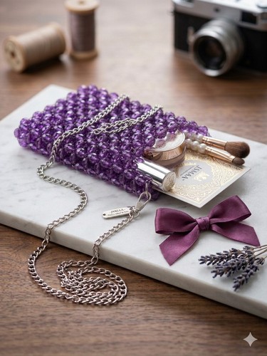 Mini borsa perline - perline, viola
