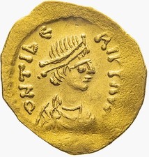 Moneta romana d'oro - MAURIZIO TIBERIO (583-588 d.C.) TREMISSE
