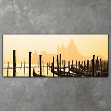 Venice Boats Landscape Canvas Wall Art Print Ready To Hang Framed 125x50