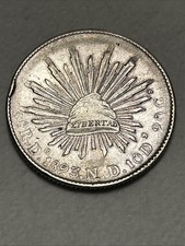 1893 Libertad Repubblica ARGENTO 8 Reales MO AM Antica RARA Moneta Messicana 27,1 G