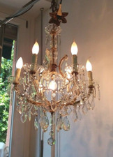 LAMPADARIO D'EPOCA CRISTALLO MARIA TERESA 7 LUCI  OLD CHANDELIER ANCIEN LUSTRE