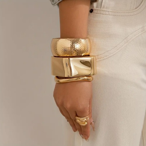 Bracciale geometrico oro - bracciale,