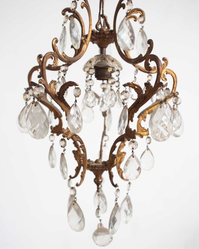 1940s bronze and crystal