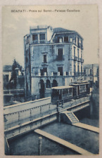CARTOLINA SCAFATI SALERNO TRAM PONTE SARNO PALAZZO CAVALLARO VIAGGIATA 1932