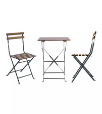 SET DA GIARDINO SOLARIA "BISTRO' DE LUX" IN FERRO NERO E LEGNO DUE SEDIE E TA...