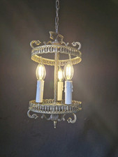 Lampadario lanterna plafoniera antica vintage ottone 3 luci 