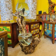 Vaso Etnico Vetro Soffiato Radice Acquario Rustic