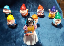 COLLEZIONISMO Rara Serie Completa Biancaneve e Sette Nani In Gomma Anni 60/70