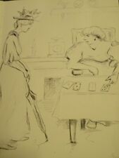 SCUOLA FRANCESE DISEGNO ACQUERELLO CARICATURA GIOCO DI CARTE MARSIGLIA EPOCA ...