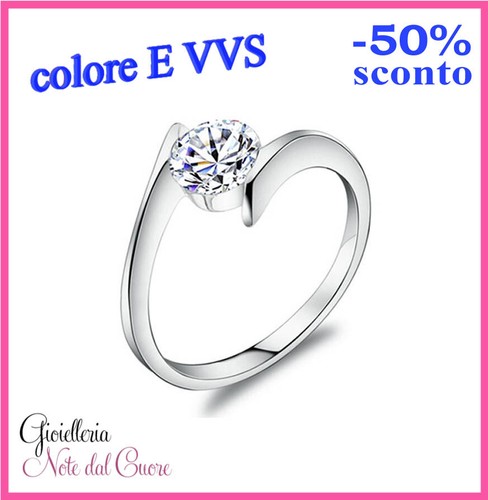 Anello solitario oro bianco - anello,
