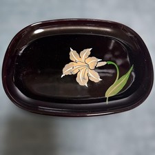 Giglio piatto ovale in lacca giapponese Aizu misura 16 cm
