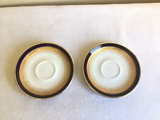 Lotto vintage di 2 piatti piattini Winterling Bavaria vero blu cobalto oro dorato 