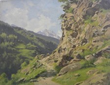 Luigi CALDERINI (Torino 1880–1973) Villar Pellice OLIO cm 32x42 anno 1935