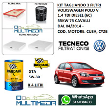 KIT TAGLIANDO 3 FILTRI OLIO BARDAHL VOLKSWAGEN POLO V 1.4 TDI DIESEL 55KW 75 CV