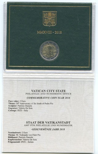 Vaticano moneta euro 2018 - 2,