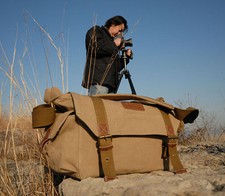 Borsa fotocamera DSLR leggera grande dimensione vintage tempo libero tela