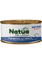 NATUA TONNETTO CON ORATA 6 LATTINE 150 grammi pesce al naturale Cibo Gatti