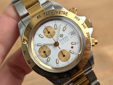 Orologio Uomo Zodiac Red Dot Cronografo Automatico Oro Data Vintage 40mm