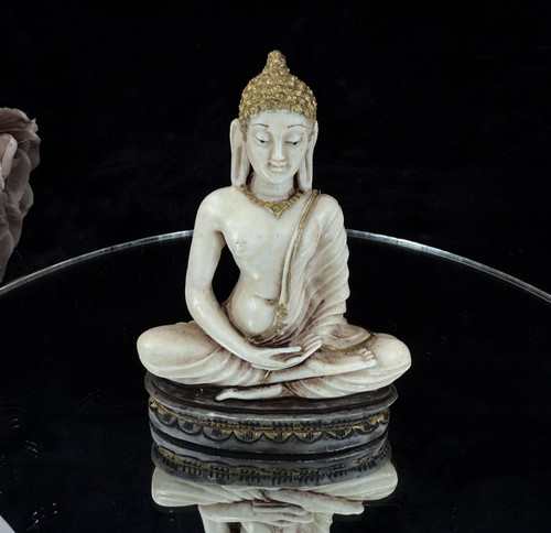 Hand carved white - and, gold