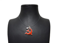 Ciondolo FALCE e MARTELLO comunismo smaltato in ARGENTO 925 made in Italy