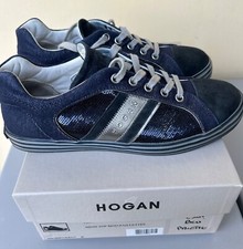 HOGAN - DONNA - JEANS / CAMOSCIO BLU con PAIETTE - COME NUOVE - MIS. 38