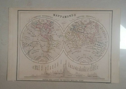 Antica stampa mappamondo - antica,