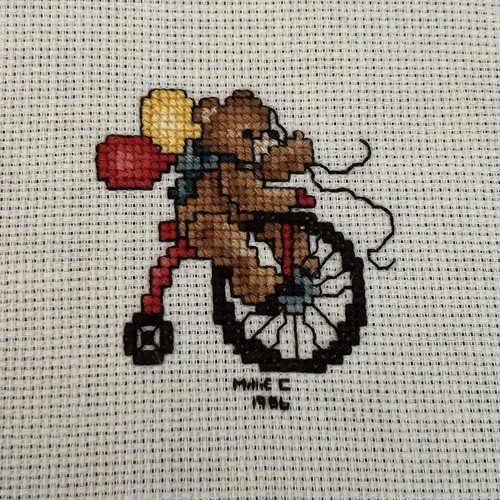 Mini orso punto croce - , vintage