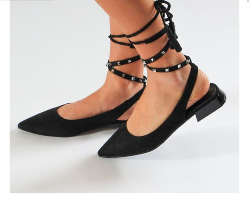 Scarpe slingback nere punta - a,