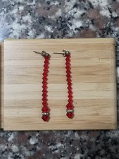 Orecchini simil Swarovski rossi pendenti red style earrings