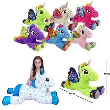 Magico Unicorno Peluche 80cm Morbido Pony Cavallo Ali Portafortuna Soft Plush