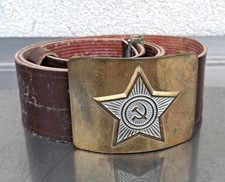 Cinturone in cuoio marrone vintage ex sovietico modello Fanteria da truppa