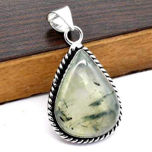 Ciondolo prehnite etnico - etnico, fatto