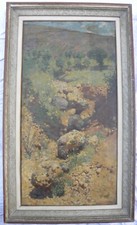 Arnaldo FERRAGUTI (Ferrara 1862 - Forlì 1925) Campagna Olio su tela cm 116x60