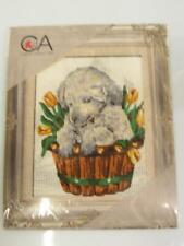 KIT/QUADRO MEZZO PUNTO 20X25 "CAGNOLINO NELLA TINOZZA CON TULIPANI"