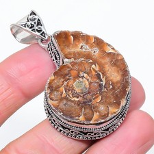 Ciondolo pietra preziosa fossile ammonite fatto a mano bellissimi gioielli vi...