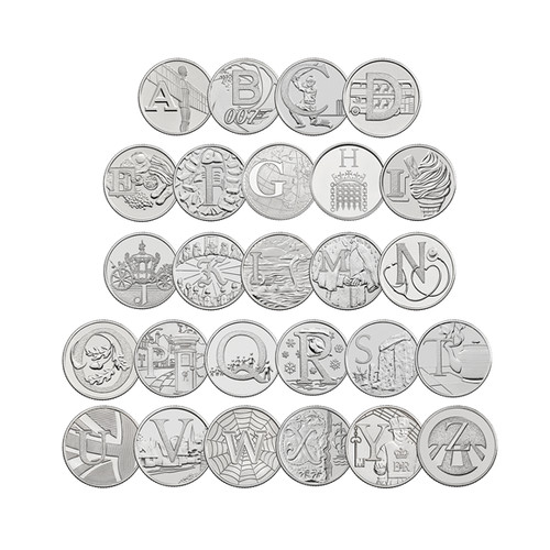 Monete 10p alfabeto - a-z,