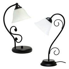 Tischleuchte Rustico Casale Vetro Metallo Scrivania Comodino Lampada