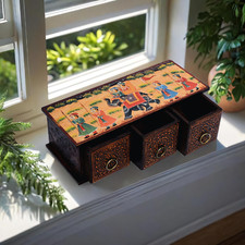 Cassettiera in legno dipinta a