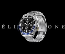 SMARTWATCH LUSSO UOMO Acciaio Nero/Blu Android IOS Chiamate IP68 Notifiche