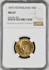 OLANDA, ORO 10 FIORINI 1875 -