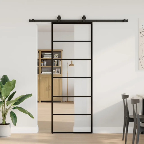 Porta scorrevole 76x205cm nero - scorrevole,