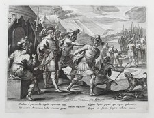 N. Ryckemans / P. de Jode Jephtah chased by his brothers Bible engraving 1600