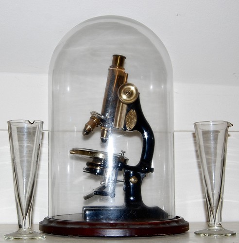 Antico microscopio completo - completo, e